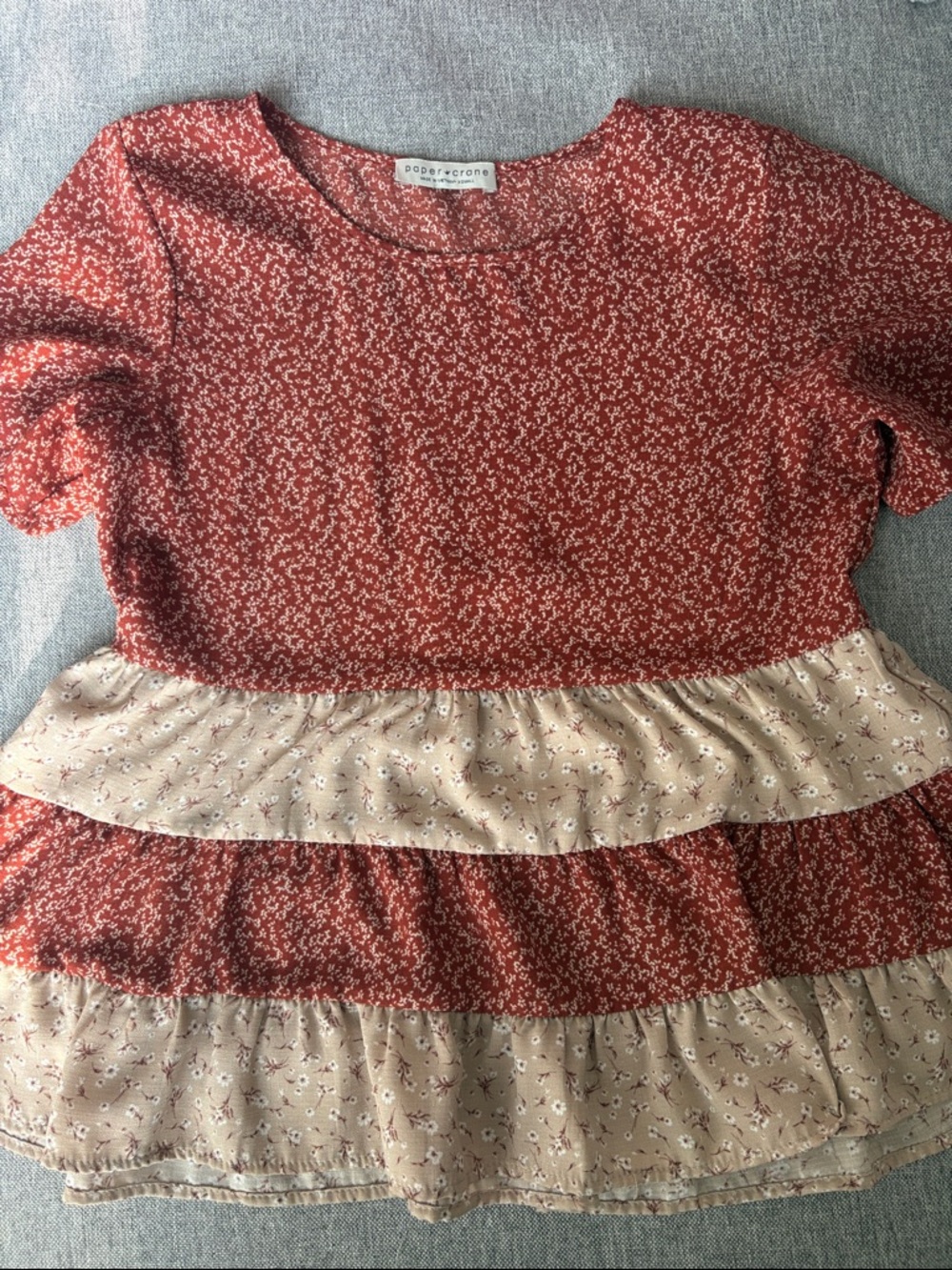 Paper Crane Rust Floral Crewneck Tee